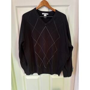 Men’s Geoffrey Beene XL V-Neck Argyle Long Sleeve Sweater